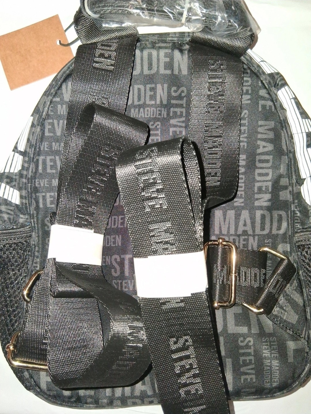 Steve Madden Black Floral Mini Backpack with Floral Zip Pouch - Picture 4 of 5